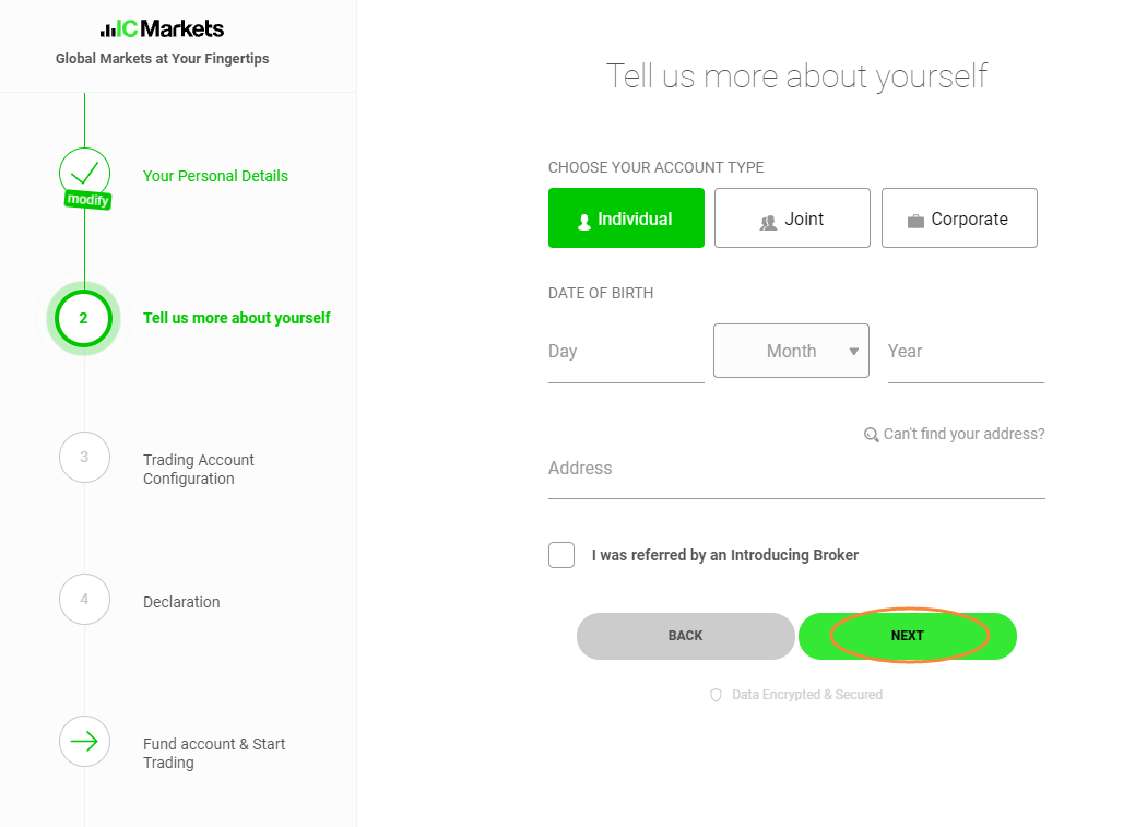 How to open an IC Markets live account?